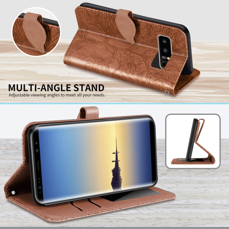 For Samsung Galaxy Note8 Life of Tree Embossing Pattern Horizontal Flip Leather Case with Holder & Card Slot & Wallet & Photo Frame & Lanyard(Brown) by buy2fix