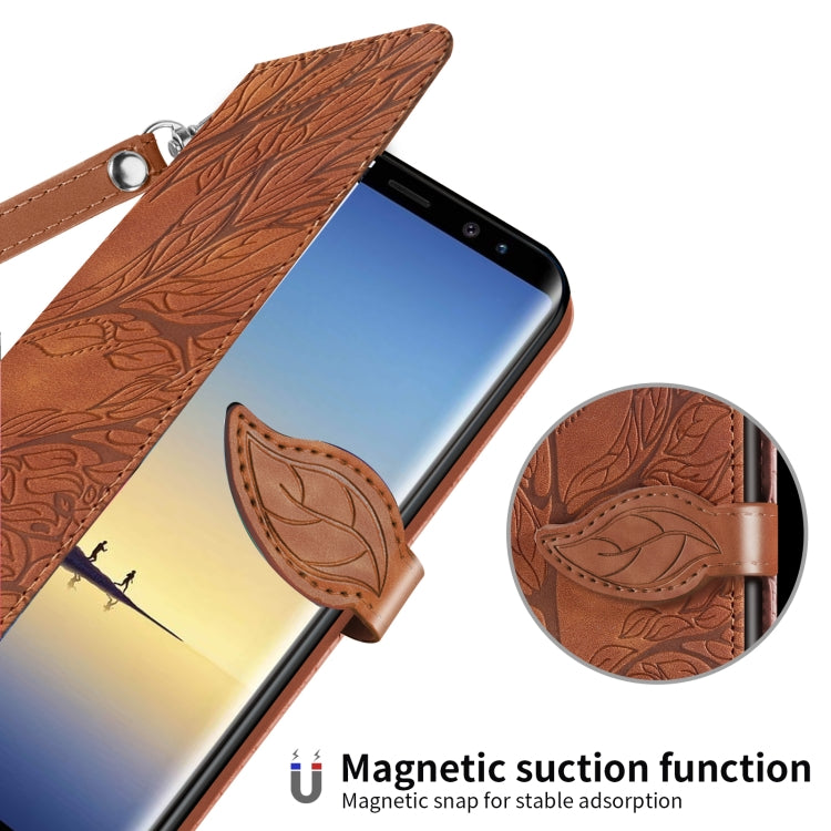 For Samsung Galaxy Note8 Life of Tree Embossing Pattern Horizontal Flip Leather Case with Holder & Card Slot & Wallet & Photo Frame & Lanyard(Brown) by buy2fix