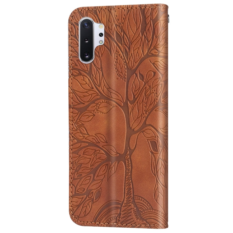 For Samsung Galaxy Note10+ Life of Tree Embossing Pattern Horizontal Flip Leather Case with Holder & Card Slot & Wallet & Photo Frame & Lanyard(Brown) by buy2fix