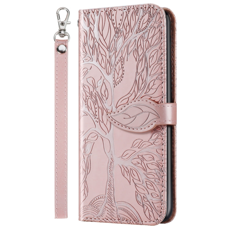 For Samsung Galaxy Note20 Ultra Life of Tree Embossing Pattern Horizontal Flip Leather Case with Holder & Card Slot & Wallet & Photo Frame & Lanyard(Rose Gold) by buy2fix