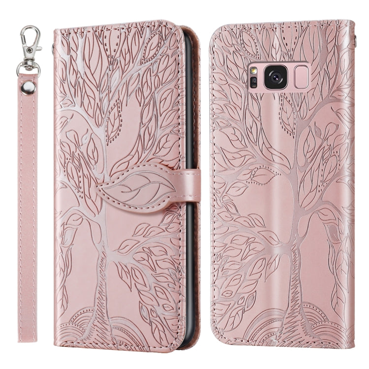 For Samsung Galaxy S8 Life of Tree Embossing Pattern Horizontal Flip Leather Case with Holder & Card Slot & Wallet & Photo Frame & Lanyard(Rose Gold) by buy2fix