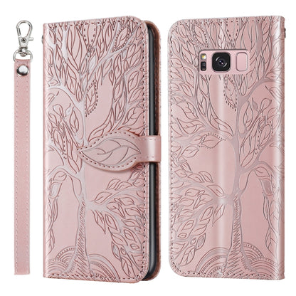 For Samsung Galaxy S8 Life of Tree Embossing Pattern Horizontal Flip Leather Case with Holder & Card Slot & Wallet & Photo Frame & Lanyard(Rose Gold) by buy2fix