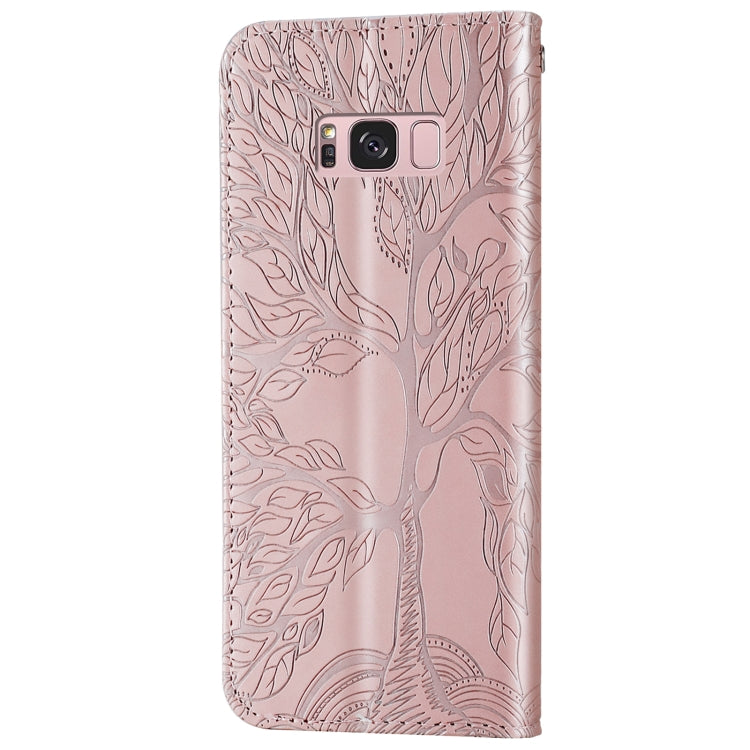 For Samsung Galaxy S8 Life of Tree Embossing Pattern Horizontal Flip Leather Case with Holder & Card Slot & Wallet & Photo Frame & Lanyard(Rose Gold) by buy2fix