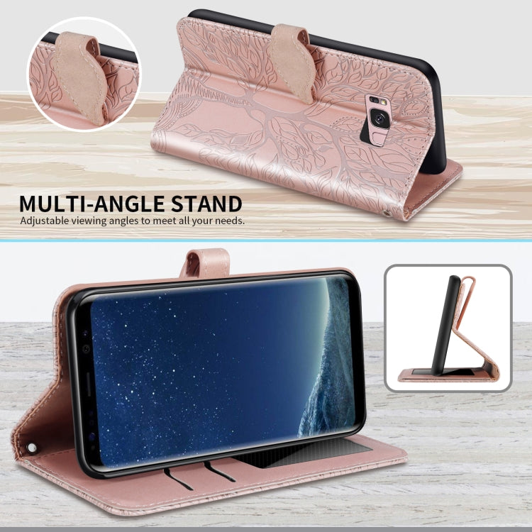 For Samsung Galaxy S8 Life of Tree Embossing Pattern Horizontal Flip Leather Case with Holder & Card Slot & Wallet & Photo Frame & Lanyard(Rose Gold) by buy2fix