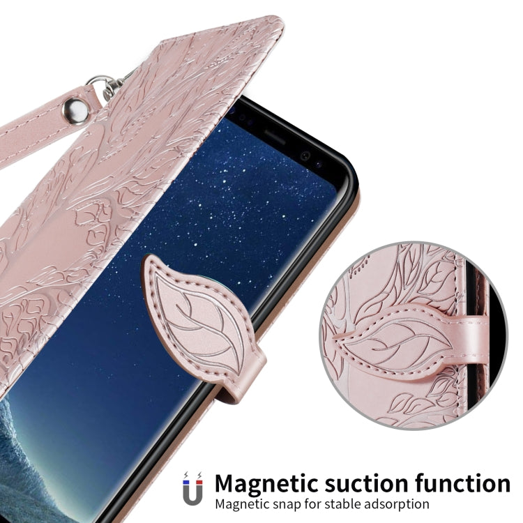 For Samsung Galaxy S8 Life of Tree Embossing Pattern Horizontal Flip Leather Case with Holder & Card Slot & Wallet & Photo Frame & Lanyard(Rose Gold) by buy2fix
