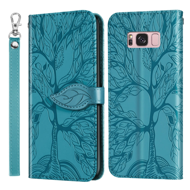 For Samsung Galaxy S8 Life of Tree Embossing Pattern Horizontal Flip Leather Case with Holder & Card Slot & Wallet & Photo Frame & Lanyard(Lake Blue) by buy2fix