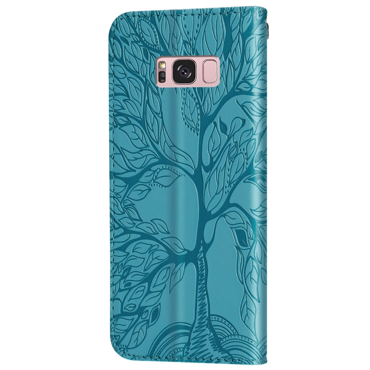 For Samsung Galaxy S8 Life of Tree Embossing Pattern Horizontal Flip Leather Case with Holder & Card Slot & Wallet & Photo Frame & Lanyard(Lake Blue) by buy2fix