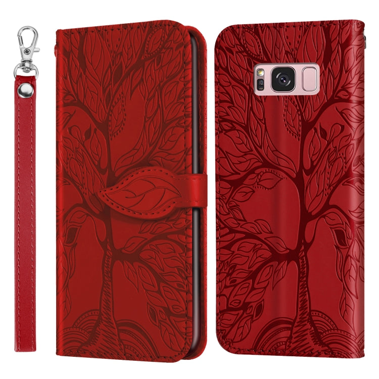 For Samsung Galaxy S8 Life of Tree Embossing Pattern Horizontal Flip Leather Case with Holder & Card Slot & Wallet & Photo Frame & Lanyard(Red) by buy2fix