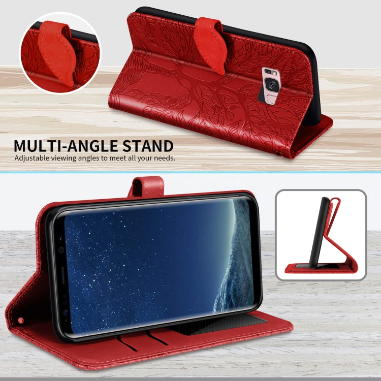 For Samsung Galaxy S8 Life of Tree Embossing Pattern Horizontal Flip Leather Case with Holder & Card Slot & Wallet & Photo Frame & Lanyard(Red) by buy2fix
