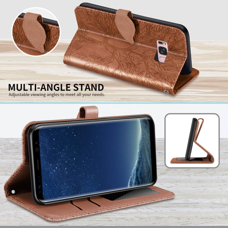 For Samsung Galaxy S8 Life of Tree Embossing Pattern Horizontal Flip Leather Case with Holder & Card Slot & Wallet & Photo Frame & Lanyard(Brown) by buy2fix