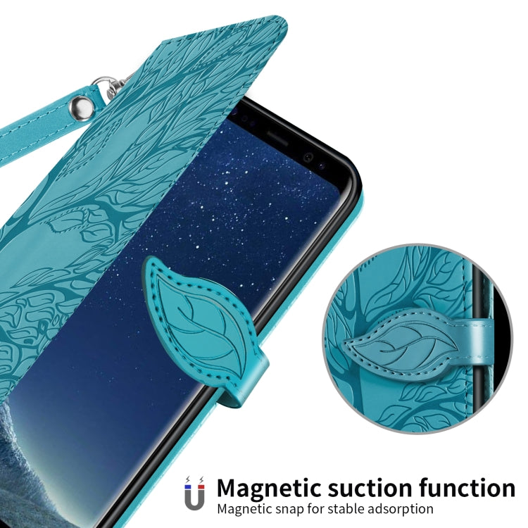 For Samsung Galaxy S8+ Life of Tree Embossing Pattern Horizontal Flip Leather Case with Holder & Card Slot & Wallet & Photo Frame & Lanyard(Lake Blue) by buy2fix