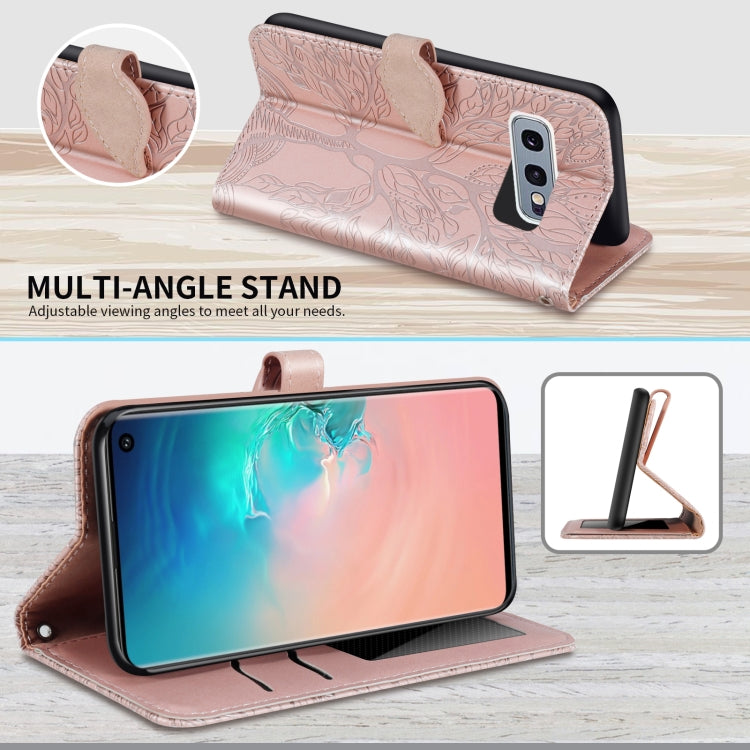 For Samsung Galaxy S10e Life of Tree Embossing Pattern Horizontal Flip Leather Case with Holder & Card Slot & Wallet & Photo Frame & Lanyard(Rose Gold) by buy2fix