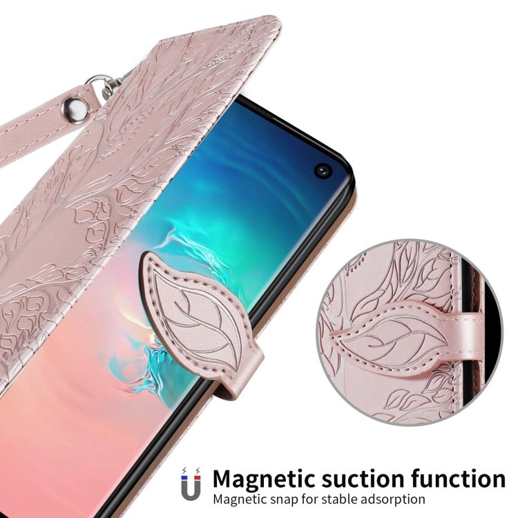 For Samsung Galaxy S10e Life of Tree Embossing Pattern Horizontal Flip Leather Case with Holder & Card Slot & Wallet & Photo Frame & Lanyard(Rose Gold) by buy2fix