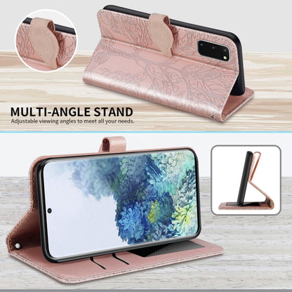 For Samsung Galaxy S20 Life of Tree Embossing Pattern Horizontal Flip Leather Case with Holder & Card Slot & Wallet & Photo Frame & Lanyard(Rose Gold) by buy2fix