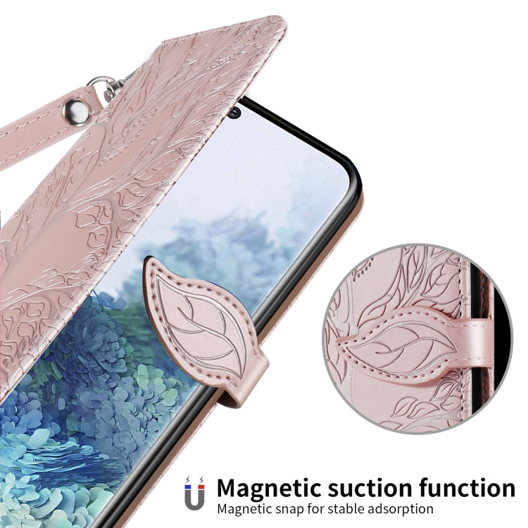 For Samsung Galaxy S20 Life of Tree Embossing Pattern Horizontal Flip Leather Case with Holder & Card Slot & Wallet & Photo Frame & Lanyard(Rose Gold) by buy2fix