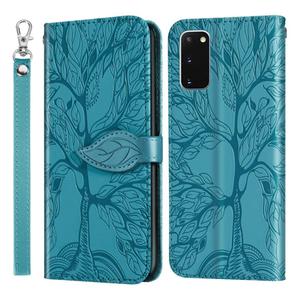 For Samsung Galaxy S20 Life of Tree Embossing Pattern Horizontal Flip Leather Case with Holder & Card Slot & Wallet & Photo Frame & Lanyard(Lake Blue) by buy2fix