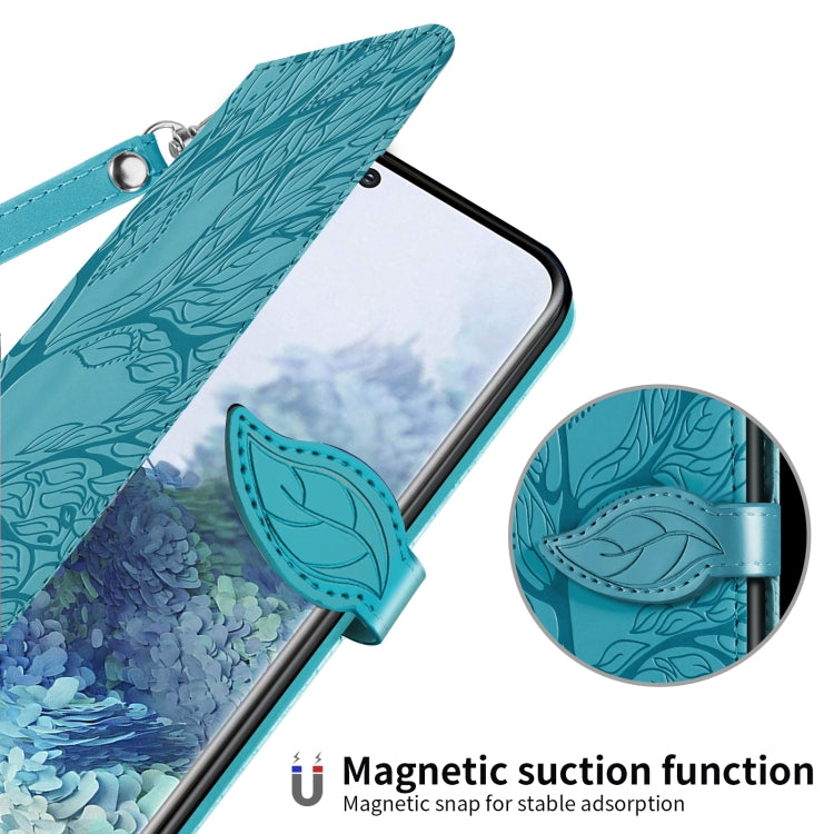 For Samsung Galaxy S20 Life of Tree Embossing Pattern Horizontal Flip Leather Case with Holder & Card Slot & Wallet & Photo Frame & Lanyard(Lake Blue) by buy2fix
