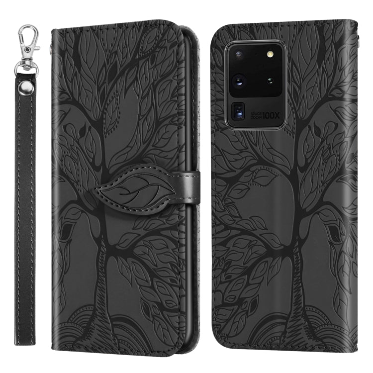 For Samsung Galaxy S20 Ultra Life of Tree Embossing Pattern Horizontal Flip Leather Case with Holder & Card Slot & Wallet & Photo Frame & Lanyard(Black) by buy2fix