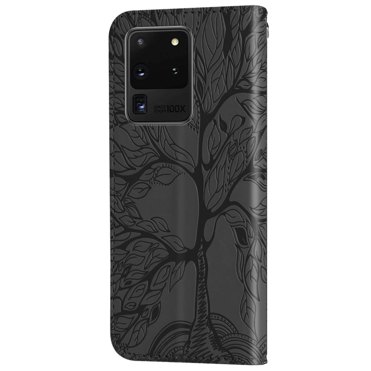 For Samsung Galaxy S20 Ultra Life of Tree Embossing Pattern Horizontal Flip Leather Case with Holder & Card Slot & Wallet & Photo Frame & Lanyard(Black) by buy2fix