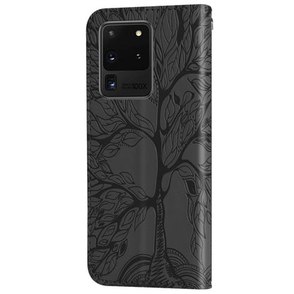 For Samsung Galaxy S20 Ultra Life of Tree Embossing Pattern Horizontal Flip Leather Case with Holder & Card Slot & Wallet & Photo Frame & Lanyard(Black) by buy2fix