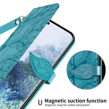 For Samsung Galaxy S20 FE Life of Tree Embossing Pattern Horizontal Flip Leather Case with Holder & Card Slot & Wallet & Photo Frame & Lanyard(Lake Blue) by buy2fix