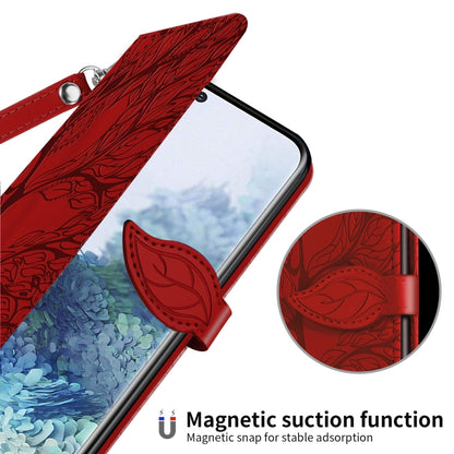 For Samsung Galaxy S20 FE Life of Tree Embossing Pattern Horizontal Flip Leather Case with Holder & Card Slot & Wallet & Photo Frame & Lanyard(Red) by buy2fix
