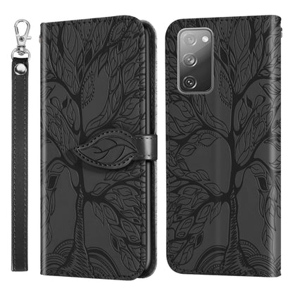 For Samsung Galaxy S20 FE Life of Tree Embossing Pattern Horizontal Flip Leather Case with Holder & Card Slot & Wallet & Photo Frame & Lanyard(Black) by buy2fix