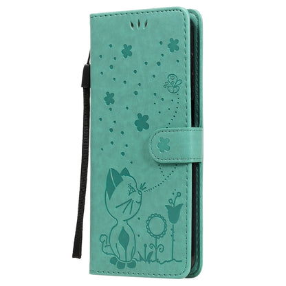 For Samsung Galaxy M51 Cat Bee Embossing Pattern Shockproof Horizontal Flip Leather Case with Holder & Card Slots & Wallet(Green) by buy2fix
