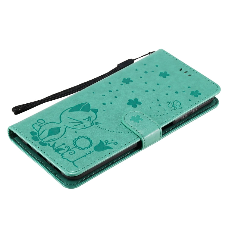 For Samsung Galaxy M51 Cat Bee Embossing Pattern Shockproof Horizontal Flip Leather Case with Holder & Card Slots & Wallet(Green) by buy2fix