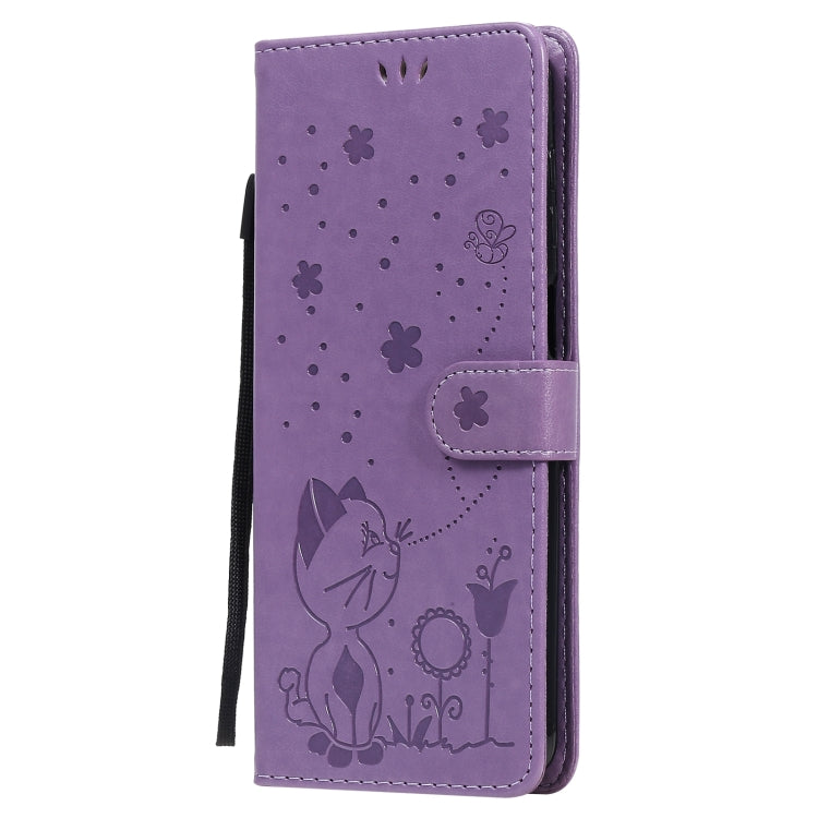 For Samsung Galaxy M51 Cat Bee Embossing Pattern Shockproof Horizontal Flip Leather Case with Holder & Card Slots & Wallet(Purple) by buy2fix