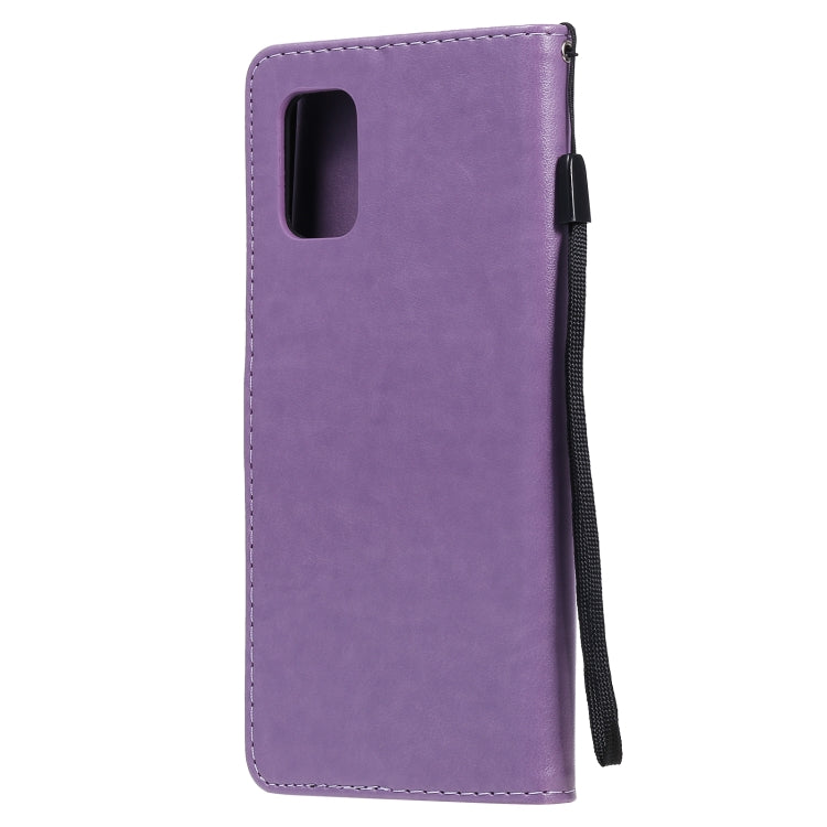 For Samsung Galaxy M51 Cat Bee Embossing Pattern Shockproof Horizontal Flip Leather Case with Holder & Card Slots & Wallet(Purple) by buy2fix