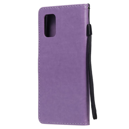 For Samsung Galaxy M51 Cat Bee Embossing Pattern Shockproof Horizontal Flip Leather Case with Holder & Card Slots & Wallet(Purple) by buy2fix