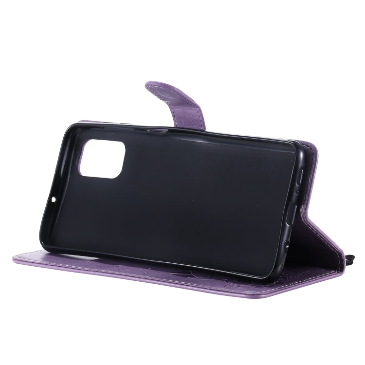 For Samsung Galaxy M51 Cat Bee Embossing Pattern Shockproof Horizontal Flip Leather Case with Holder & Card Slots & Wallet(Purple) by buy2fix