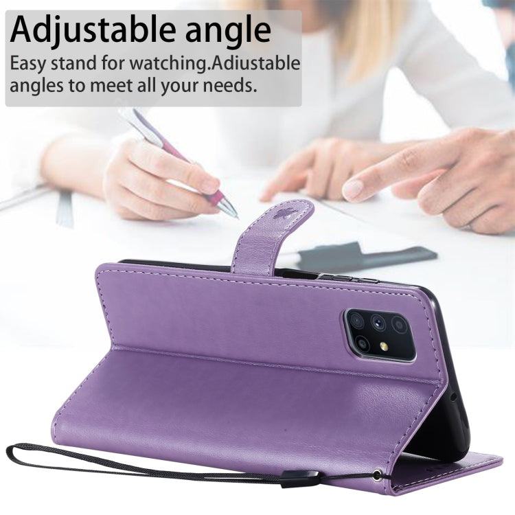 For Samsung Galaxy M51 Cat Bee Embossing Pattern Shockproof Horizontal Flip Leather Case with Holder & Card Slots & Wallet(Purple) by buy2fix