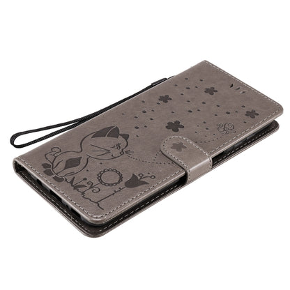For Samsung Galaxy M51 Cat Bee Embossing Pattern Shockproof Horizontal Flip Leather Case with Holder & Card Slots & Wallet(Grey) by buy2fix