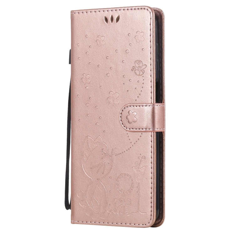 For Samsung Galaxy M51 Cat Bee Embossing Pattern Shockproof Horizontal Flip Leather Case with Holder & Card Slots & Wallet(Rose Gold) by buy2fix
