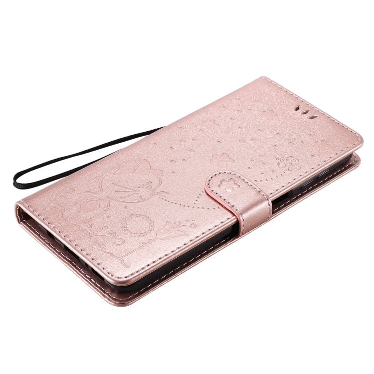 For Samsung Galaxy M51 Cat Bee Embossing Pattern Shockproof Horizontal Flip Leather Case with Holder & Card Slots & Wallet(Rose Gold) by buy2fix