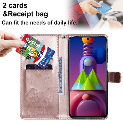 For Samsung Galaxy M51 Cat Bee Embossing Pattern Shockproof Horizontal Flip Leather Case with Holder & Card Slots & Wallet(Rose Gold) by buy2fix