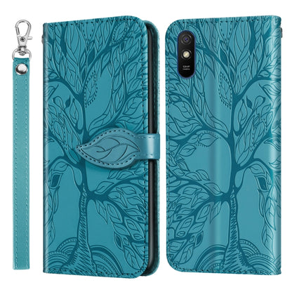 For Xiaomi Redmi 9A Life of Tree Embossing Pattern Horizontal Flip Leather Case with Holder & Card Slot & Wallet & Photo Frame & Lanyard(Blue) - Xiaomi Cases by buy2fix | Online Shopping UK | buy2fix