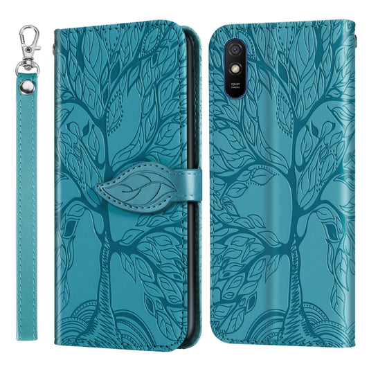 For Xiaomi Redmi 9A Life of Tree Embossing Pattern Horizontal Flip Leather Case with Holder & Card Slot & Wallet & Photo Frame & Lanyard(Blue) - Xiaomi Cases by buy2fix | Online Shopping UK | buy2fix