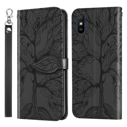For Xiaomi Redmi 9A Life of Tree Embossing Pattern Horizontal Flip Leather Case with Holder & Card Slot & Wallet & Photo Frame & Lanyard(Black) - Xiaomi Cases by buy2fix | Online Shopping UK | buy2fix