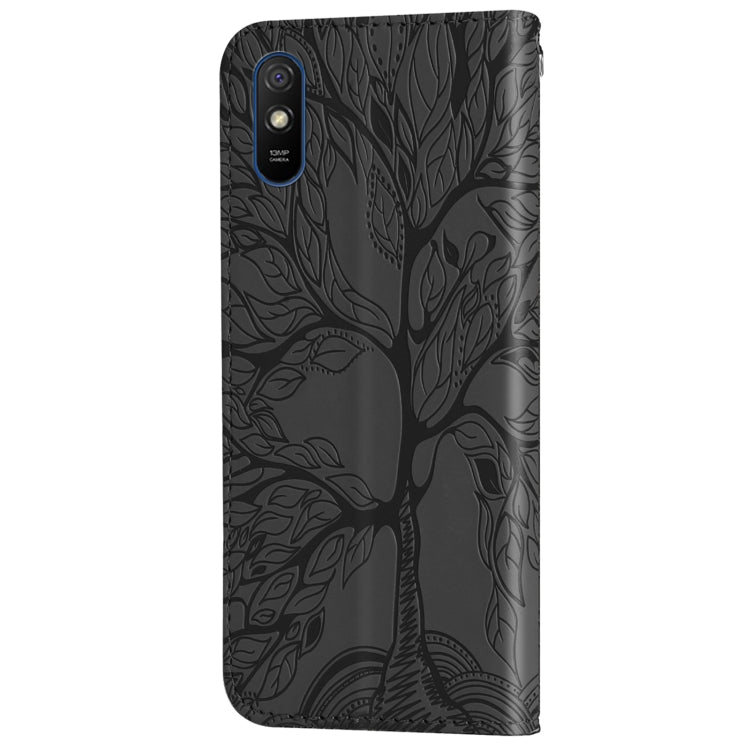 For Xiaomi Redmi 9A Life of Tree Embossing Pattern Horizontal Flip Leather Case with Holder & Card Slot & Wallet & Photo Frame & Lanyard(Black) - Xiaomi Cases by buy2fix | Online Shopping UK | buy2fix