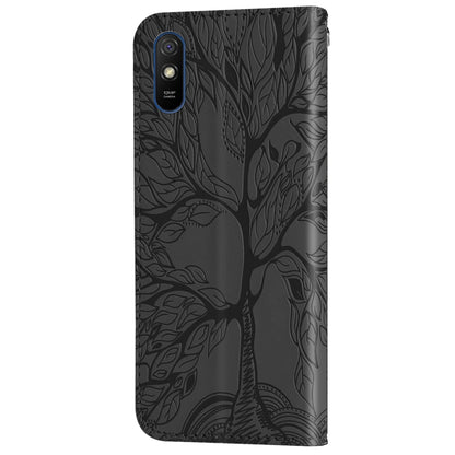 For Xiaomi Redmi 9A Life of Tree Embossing Pattern Horizontal Flip Leather Case with Holder & Card Slot & Wallet & Photo Frame & Lanyard(Black) - Xiaomi Cases by buy2fix | Online Shopping UK | buy2fix