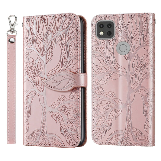 For Xiaomi Redmi 9C Life of Tree Embossing Pattern Horizontal Flip Leather Case with Holder & Card Slot & Wallet & Photo Frame & Lanyard(Rose Gold) - Xiaomi Cases by buy2fix | Online Shopping UK | buy2fix
