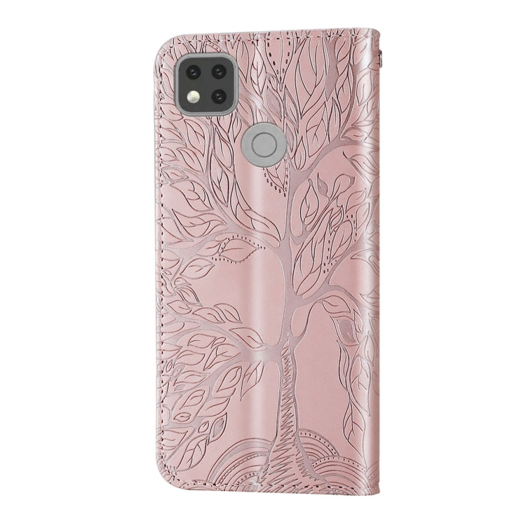 For Xiaomi Redmi 9C Life of Tree Embossing Pattern Horizontal Flip Leather Case with Holder & Card Slot & Wallet & Photo Frame & Lanyard(Rose Gold) - Xiaomi Cases by buy2fix | Online Shopping UK | buy2fix