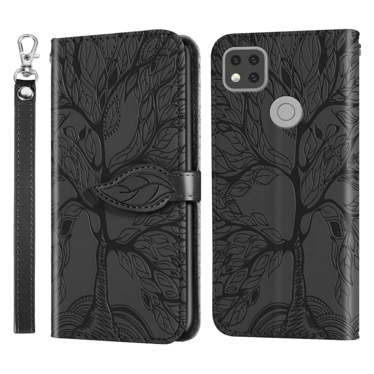 For Xiaomi Redmi 9C Life of Tree Embossing Pattern Horizontal Flip Leather Case with Holder & Card Slot & Wallet & Photo Frame & Lanyard(Black) - Xiaomi Cases by buy2fix | Online Shopping UK | buy2fix