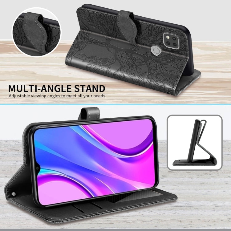 For Xiaomi Redmi 9C Life of Tree Embossing Pattern Horizontal Flip Leather Case with Holder & Card Slot & Wallet & Photo Frame & Lanyard(Black) - Xiaomi Cases by buy2fix | Online Shopping UK | buy2fix