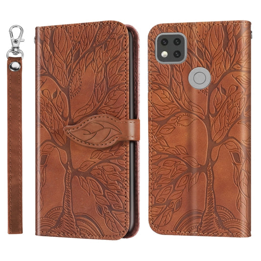 For Xiaomi Redmi 9C Life of Tree Embossing Pattern Horizontal Flip Leather Case with Holder & Card Slot & Wallet & Photo Frame & Lanyard(Brown) - Xiaomi Cases by buy2fix | Online Shopping UK | buy2fix