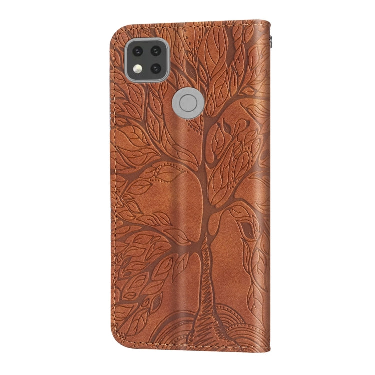 For Xiaomi Redmi 9C Life of Tree Embossing Pattern Horizontal Flip Leather Case with Holder & Card Slot & Wallet & Photo Frame & Lanyard(Brown) - Xiaomi Cases by buy2fix | Online Shopping UK | buy2fix