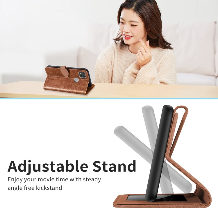 For Xiaomi Redmi 9C Life of Tree Embossing Pattern Horizontal Flip Leather Case with Holder & Card Slot & Wallet & Photo Frame & Lanyard(Brown) - Xiaomi Cases by buy2fix | Online Shopping UK | buy2fix